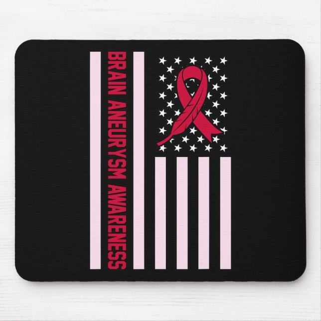 USA Flag Brain Aneurysm Awareness Month Supporter  Mouse Pad (Front)