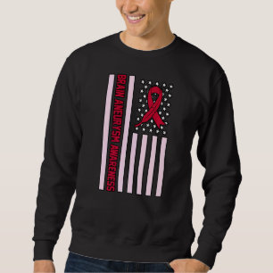 Usa Flag Brain Aneurysm Awareness Month Supporter  Sweatshirt