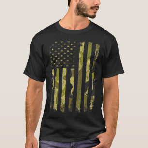USA Flag Camo Camoue Military DD214 Discharge DD21 T-Shirt