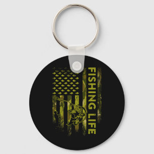 Usa Flag Camouflage Fishing Life Key Ring
