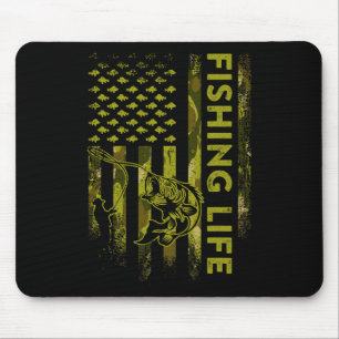 Usa Flag Camouflage Fishing Life  Mouse Pad
