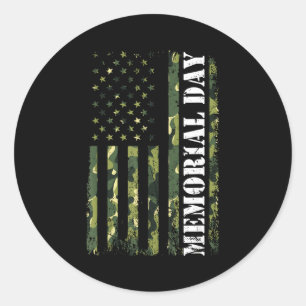 Usa flag camouflage memorial day  classic round sticker