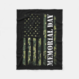 Usa Flag Camouflage Memorial Day Fleece Blanket