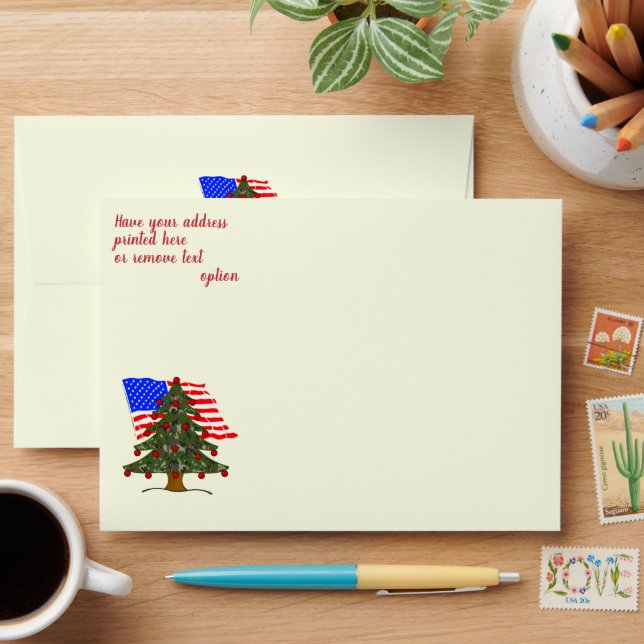 USA Flag Camouflage Military Christmas Envelope (Desk)