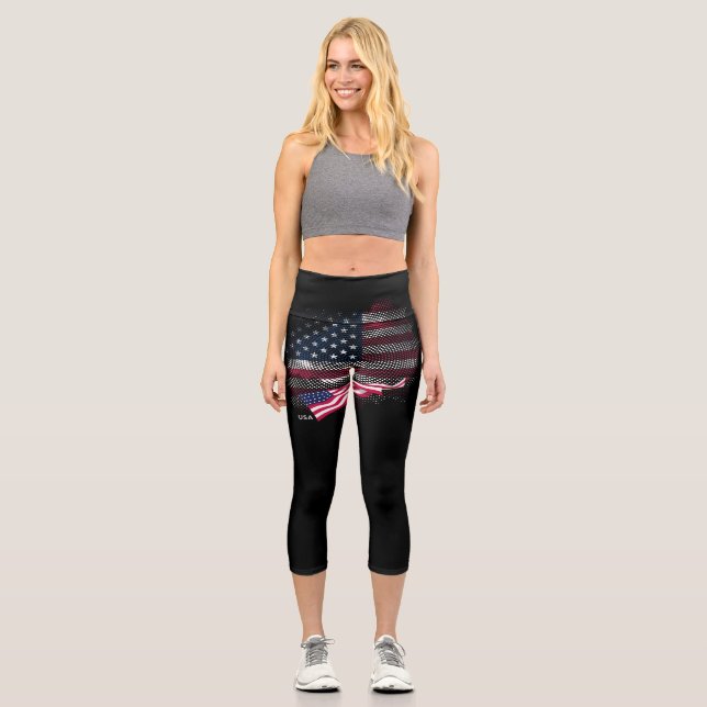 USA flag Capri Leggings (Front)