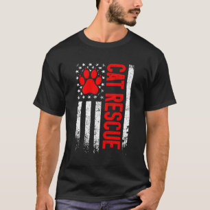 Usa Flag Cat Adoption Rescue Cat Animal Rescue Cat T-Shirt