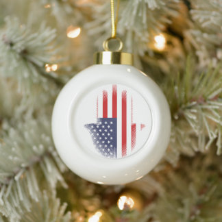 USA Flag Ceramic Ball Christmas Ornament