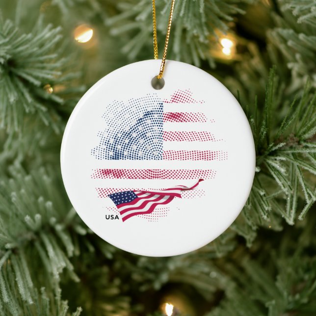 USA flag Ceramic Ornament (Tree)