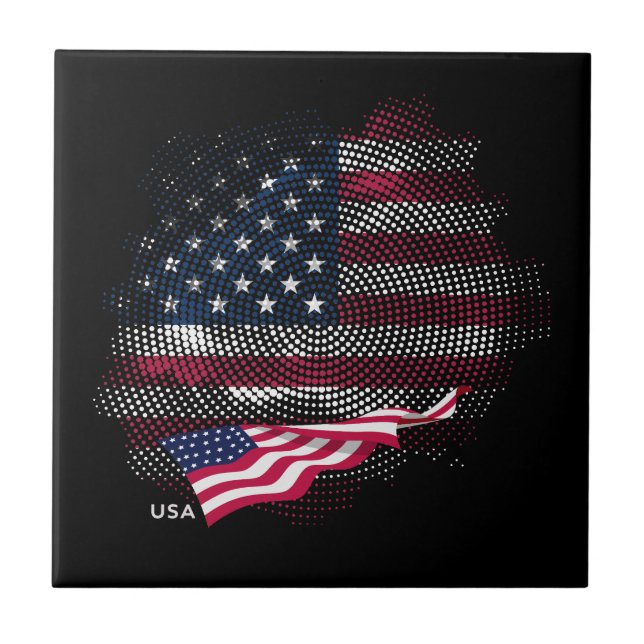 USA flag Ceramic Tile (Front)