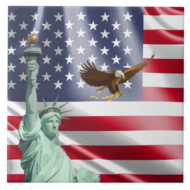 Usa flag ceramic tile (Front)