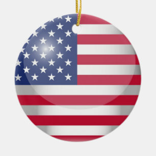 USA FLag Ceramic Tree Decoration