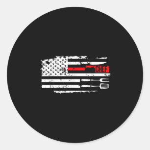 Usa Flag Chef Knife Bbq Cooking Funny Job Birthday Classic Round Sticker