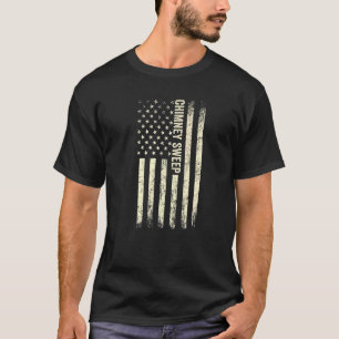 Usa Flag Chimney Sweeping  Proud American Chimney  T-Shirt