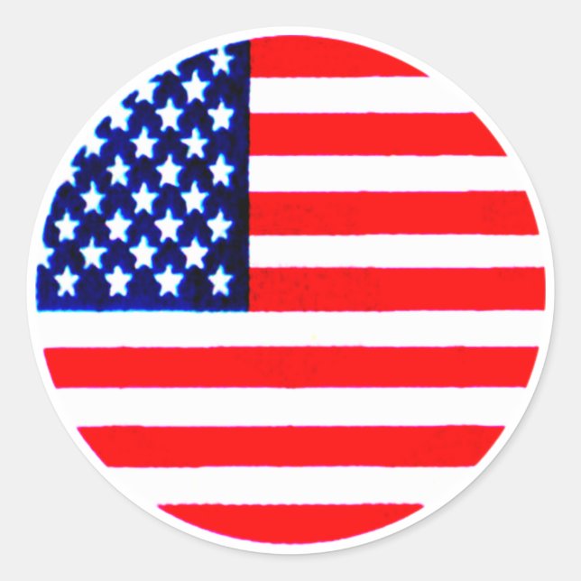 USA Flag Circle Tdhe MUSEUM Zazzle Classic Round Sticker (Front)