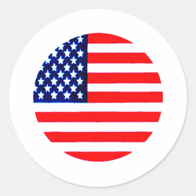 USA Flag Circle Tdhe MUSEUM Zazzle Classic Round Sticker (Front)