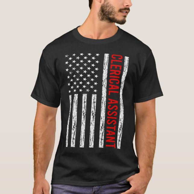 USA Flag - Clerical Assistant T-Shirt (Front)