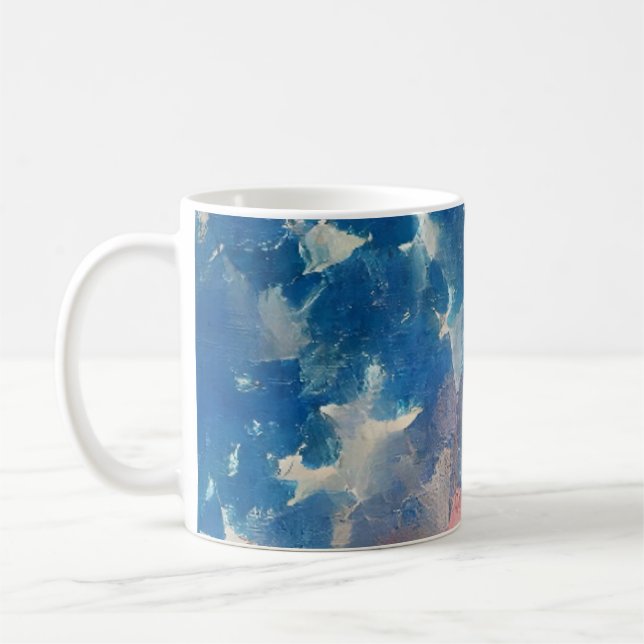 USA flag clouds July 4th Memorial Day abstract art Coffee Mug (Left)