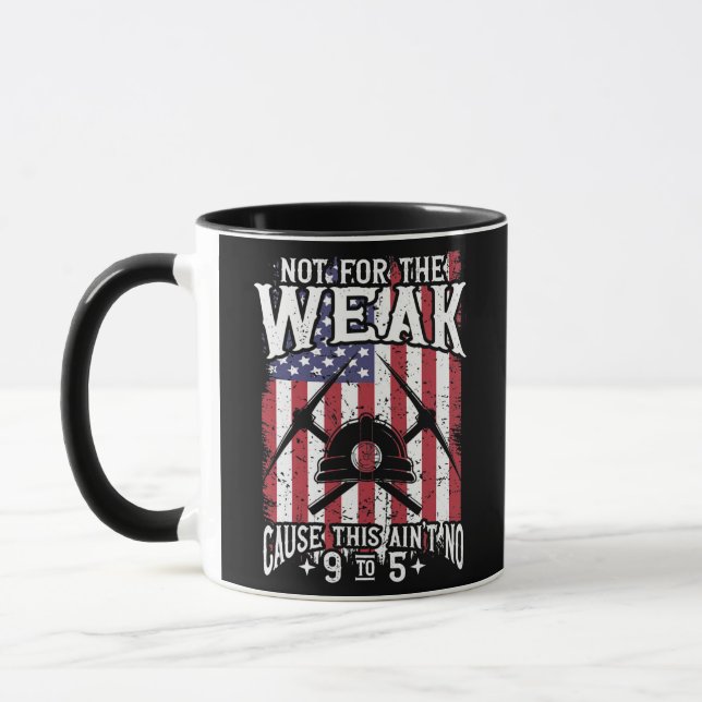 USA Flag Coalminer Coal Miner Coal Mining  Mug (Left)