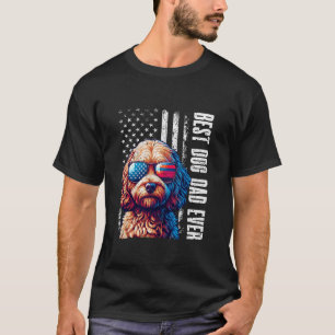 USA Flag Cockapoo Dogs Best Dog Dad Ever Fathers D T-Shirt
