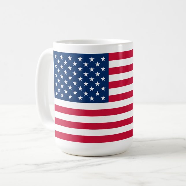 USA Flag Coffee Mug American Patriotic (Front Left)
