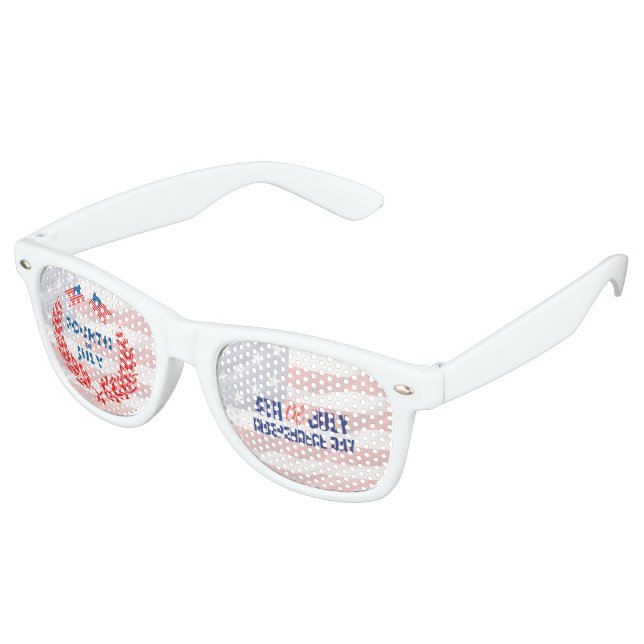 USA Flag Colours Custom 4th of July  Retro Sunglasses (Angled)
