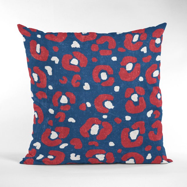 USA Flag Colours Leopard Print Pattern Cushion (Creator Uploaded)