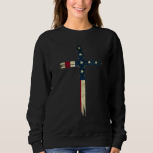 Usa Flag Cross Christian Faith Patriotic Calvary A Sweatshirt