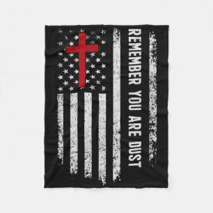 Usa Flag Cross Remember That You Are Dust Ash Wedn Fleece Blanket