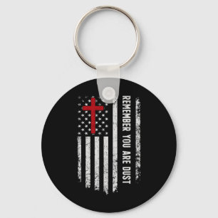 Usa Flag Cross Remember That You Are Dust Ash Wedn Key Ring