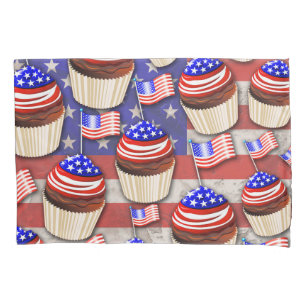USA Flag Cupcakes Pattern Pillowcase