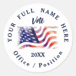 USA Flag Custom Campaign  Classic Round Sticker