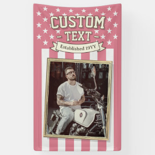USA Flag Custom Photo Banner, Pink Flag Patriotic Banner