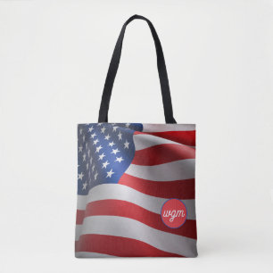 USA FLAG Customised Monogram Shopping Tote Bag