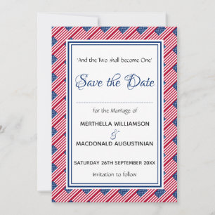USA FLAG Customised Scripture Stylish American Save The Date