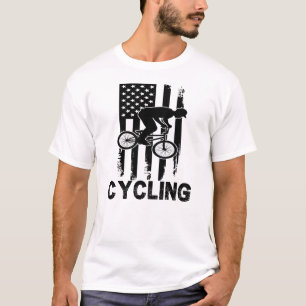 USA Flag Cycling Sports Biker T-Shirt