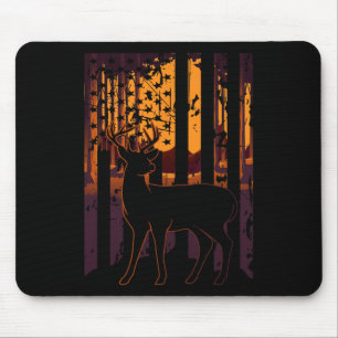 Usa Flag Deer Hunting Setting Sun Funny Bow Hunter Mouse Pad
