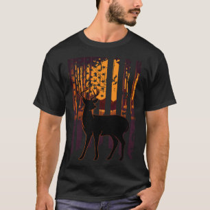 Usa Flag Deer Hunting Setting Sun Funny Bow Hunter T-Shirt