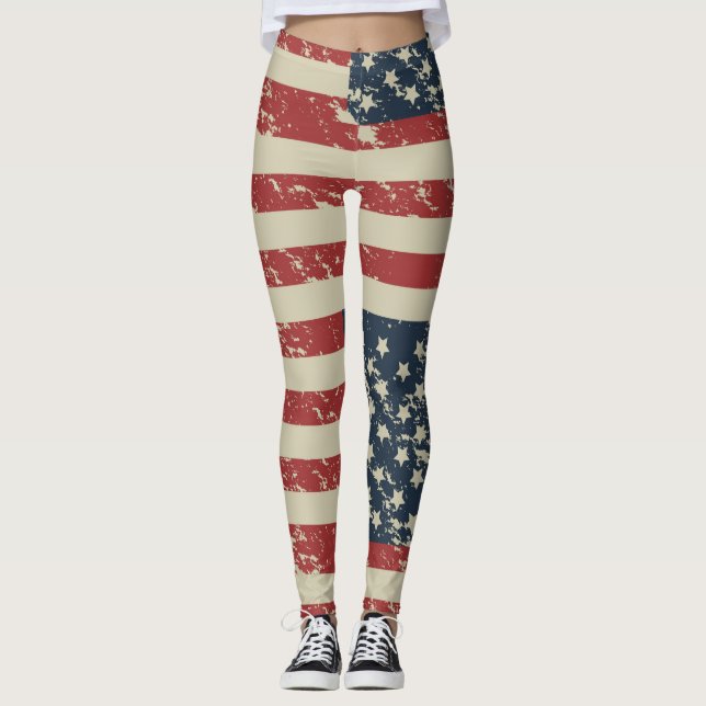 USA Flag Deserted Look Leggings (Front)