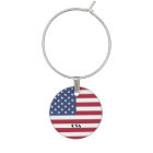 USA Flag Design Wine Charm