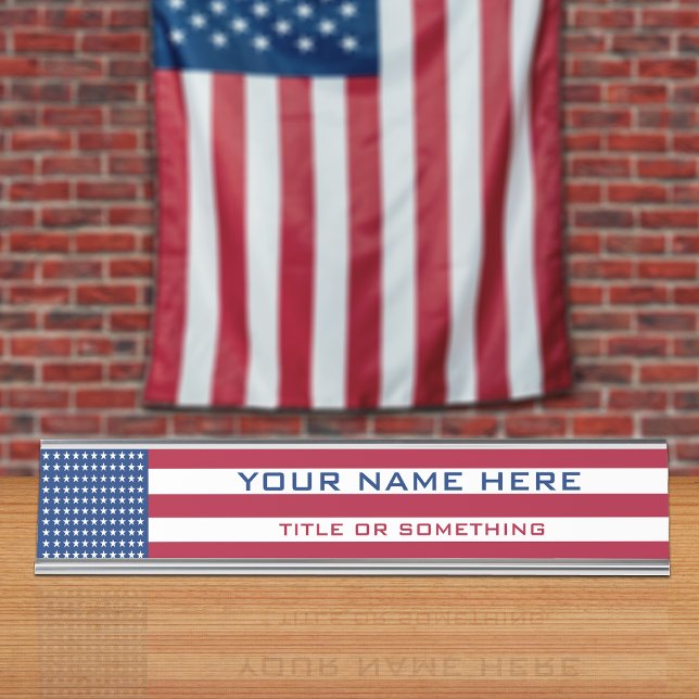 USA Flag Desk Name Plate (Creator Uploaded)