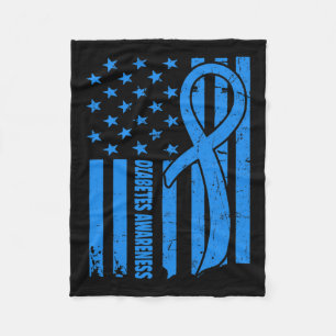 Usa Flag Diabetic Warrior Blue Diabetes Type 1 Awa Fleece Blanket