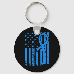 Usa Flag Diabetic Warrior Blue Diabetes Type 1 Awa Key Ring