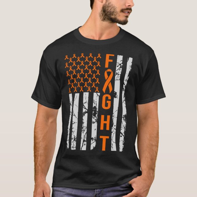 USA Flag Distressed N Multiple Sclerosis Awareness T-Shirt (Front)