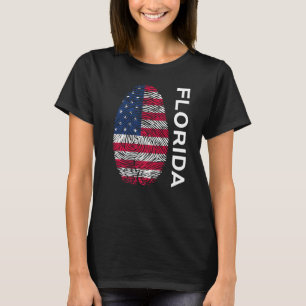 Usa Flag Dna Fingerprint State Of Florida   T-Shirt