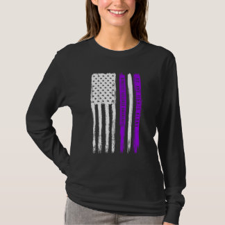 Usa Flag Domestic Violence Awareness Month Purple  T-Shirt