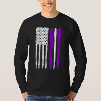 Usa Flag Domestic Violence Awareness Month Purple  T-Shirt