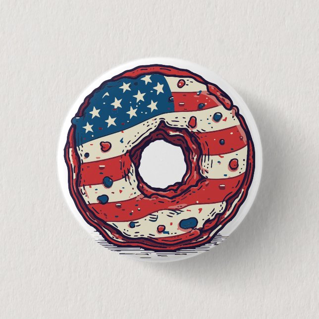 🍩 USA flag doughnut 3 Cm Round Badge (Front)