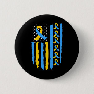 Usa Flag Down Syndrome Awareness Dad Mum 6 Cm Round Badge
