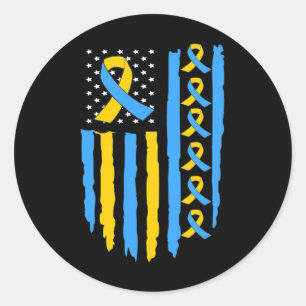 Usa Flag Down Syndrome Awareness Dad Mum Classic Round Sticker