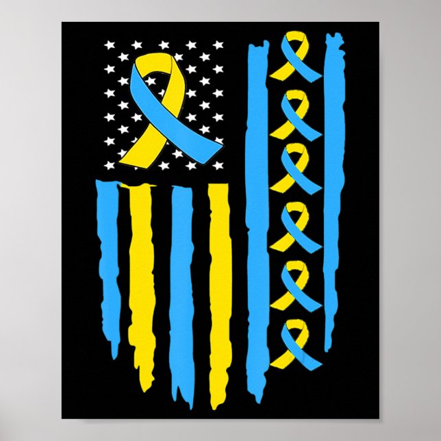 USA Flag Down Syndrome Awareness for men women kid Poster (Front)